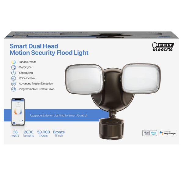 Feit Electric 9 In. Color Selectable Alexa Google Smart Bronze Flood Light