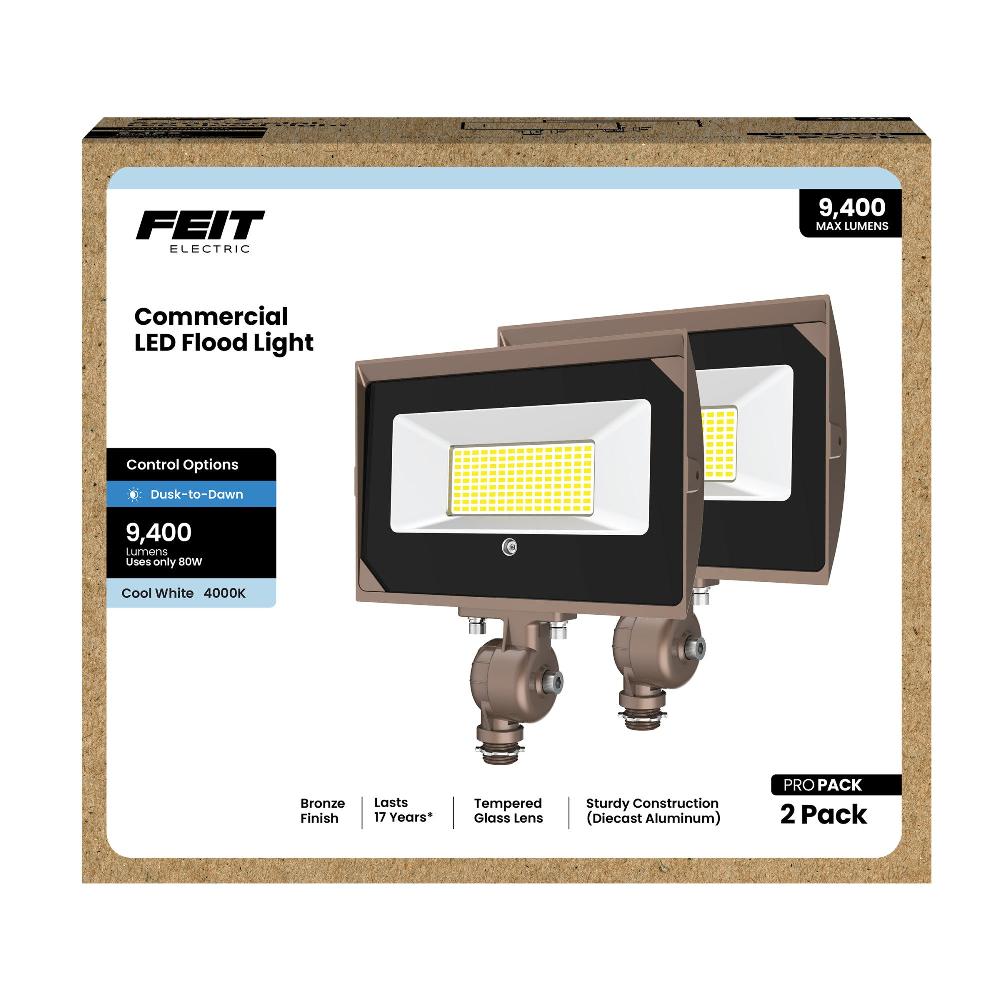 Feit Electric 9400 Lumen 4000K Dusk To Dawn LED Flood Light (2-Pack)