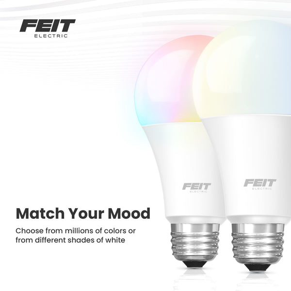 Feit Electric 9W (60W Replacement) E26 Base A19 Color Changing Smart Light Bulb For Google And Alexa (4-Pack)