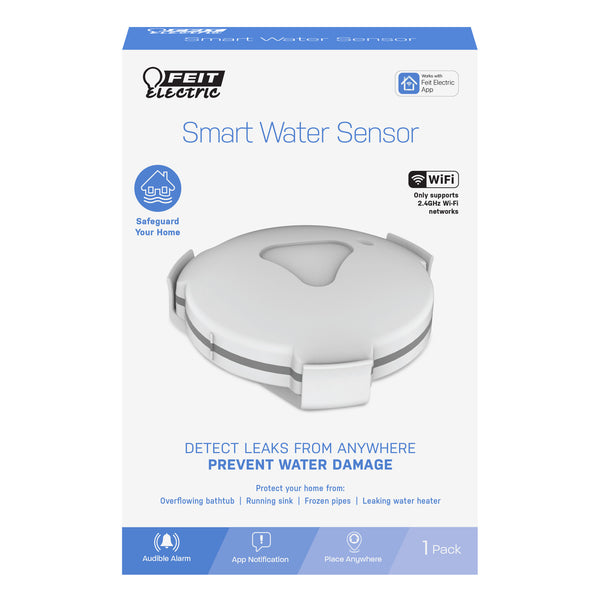 Feit Electric Battery-Powered Smart Home Wi-Fi Connected Wireless Water Sensor No Hub Required