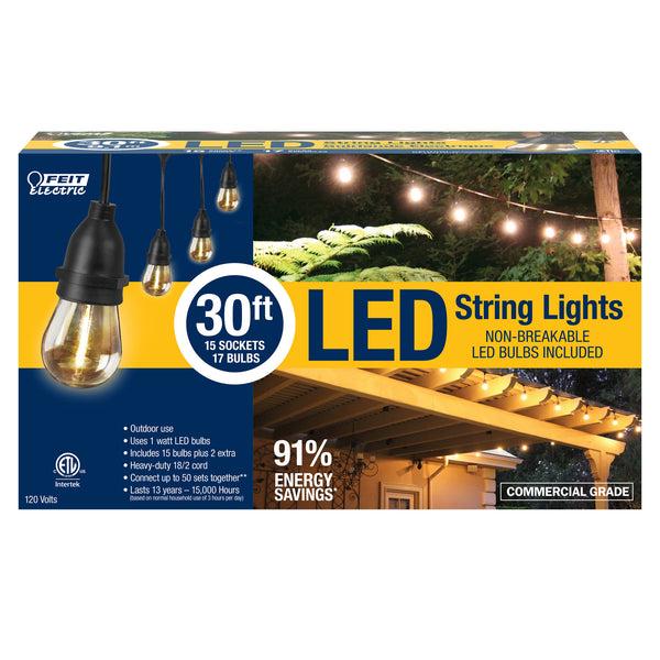 Feit Electric 30-Foot LED S14 Amber String Lights