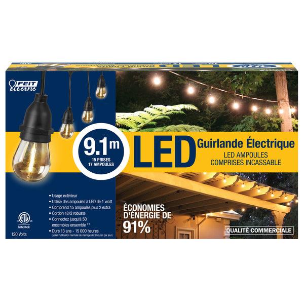 Feit Electric 30-Foot LED S14 Amber String Lights
