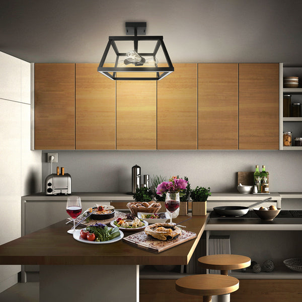 Feit Electric Katalyst Collection 15 In. Decorative 3-Light Trapezoid Semi-Flush Mount