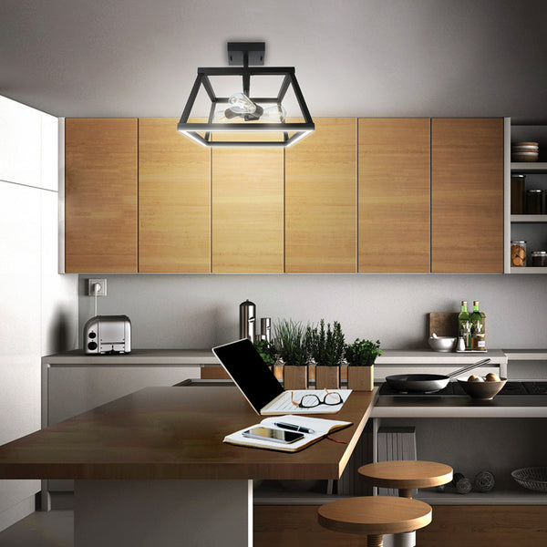 Feit Electric Katalyst Collection 15 In. Decorative 3-Light Trapezoid Semi-Flush Mount