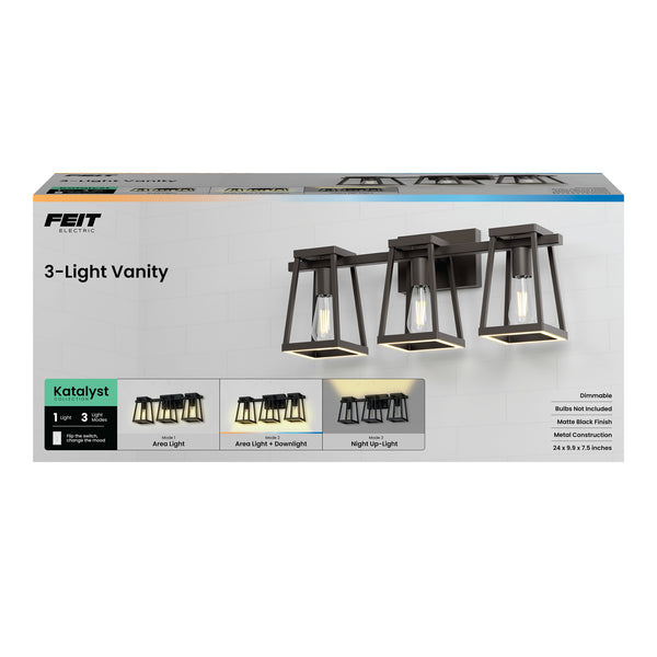 Feit Electric Katalyst Collection LED Decorative 3-Light Vanity Matte Black
