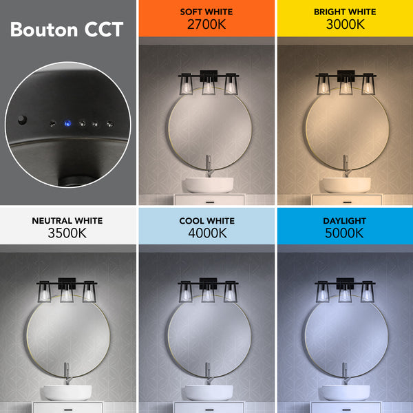 Feit Electric Katalyst Collection LED Decorative 3-Light Vanity Matte Black