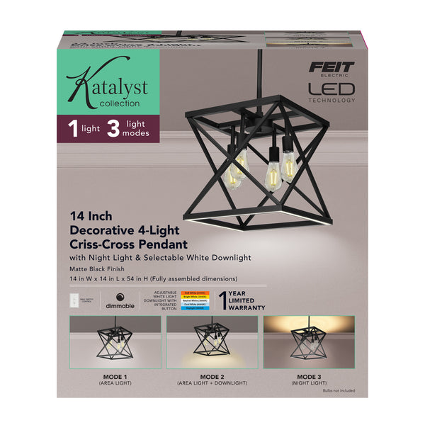Feit Electric Katalyst Collection LED Decorative 4-Light Criss-Cross Pendant Matte Black
