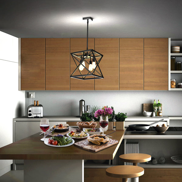 Feit Electric Katalyst Collection LED Decorative 4-Light Criss-Cross Pendant Matte Black