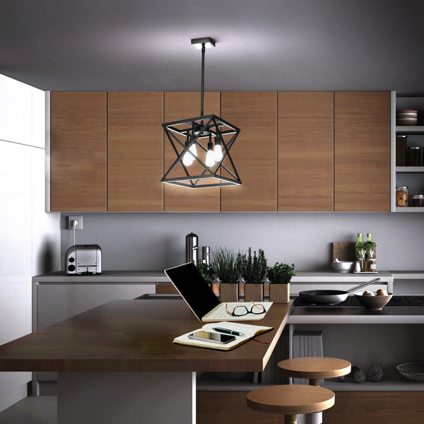 Feit Electric Katalyst Collection LED Decorative 4-Light Criss-Cross Pendant Matte Black