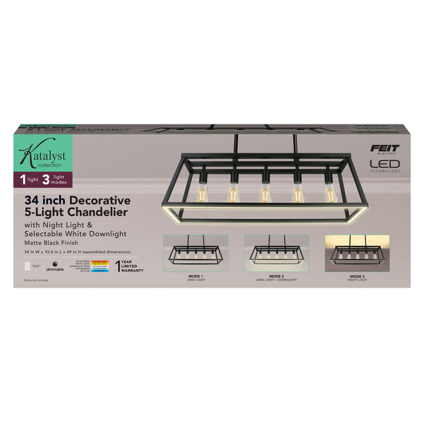 Feit Electric Katalyst Collection LED Decorative 5-Light Chandelier Matte Black