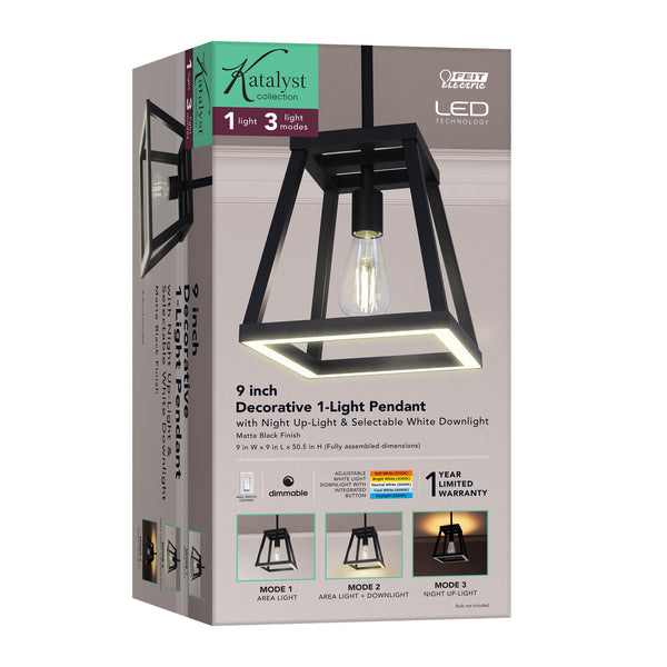 Feit Electric Katalyst Collection LED Decorative Single Light Pendant Matte Black