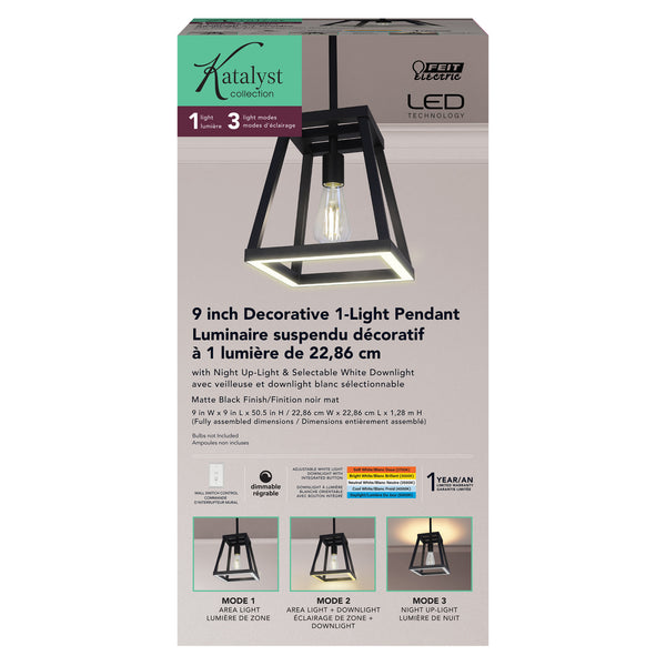 Feit Electric Katalyst Collection LED Decorative Single Light Pendant Matte Black