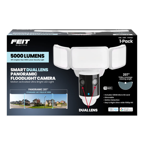 Feit Electric Smart Dual Head Panoramic Flood Light Security Camera