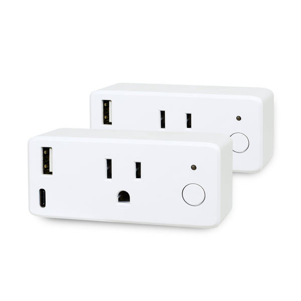 feit electric Smart Wi-Fi Plug with USB-A and USB-C Port (2-Pack)