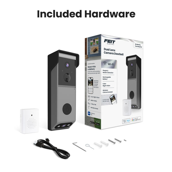 Feit Electric Smart Wireless Battery Doorbell Dual Lens Camera