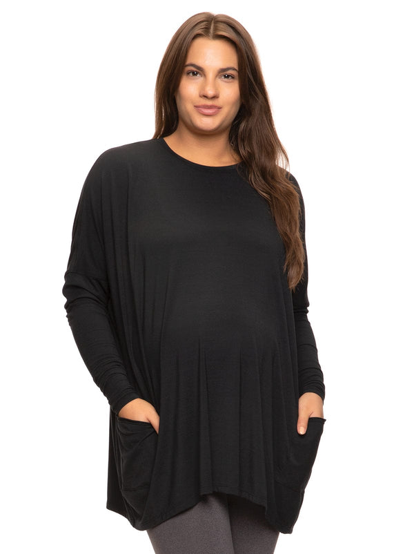 felina Modal Span Side Drape Maternity L/S Top