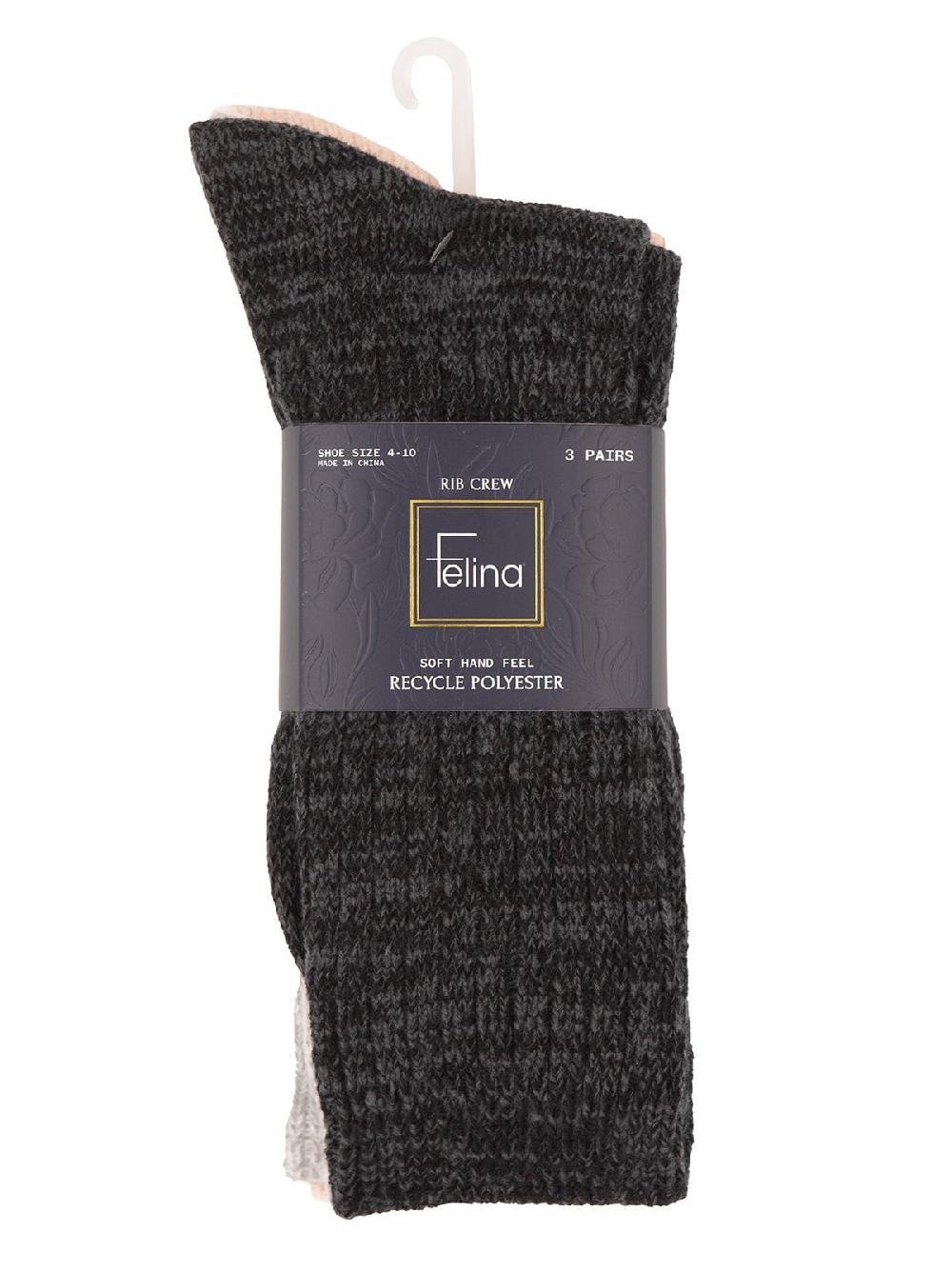 Felina Ribbed Crew Socks 3-Pack