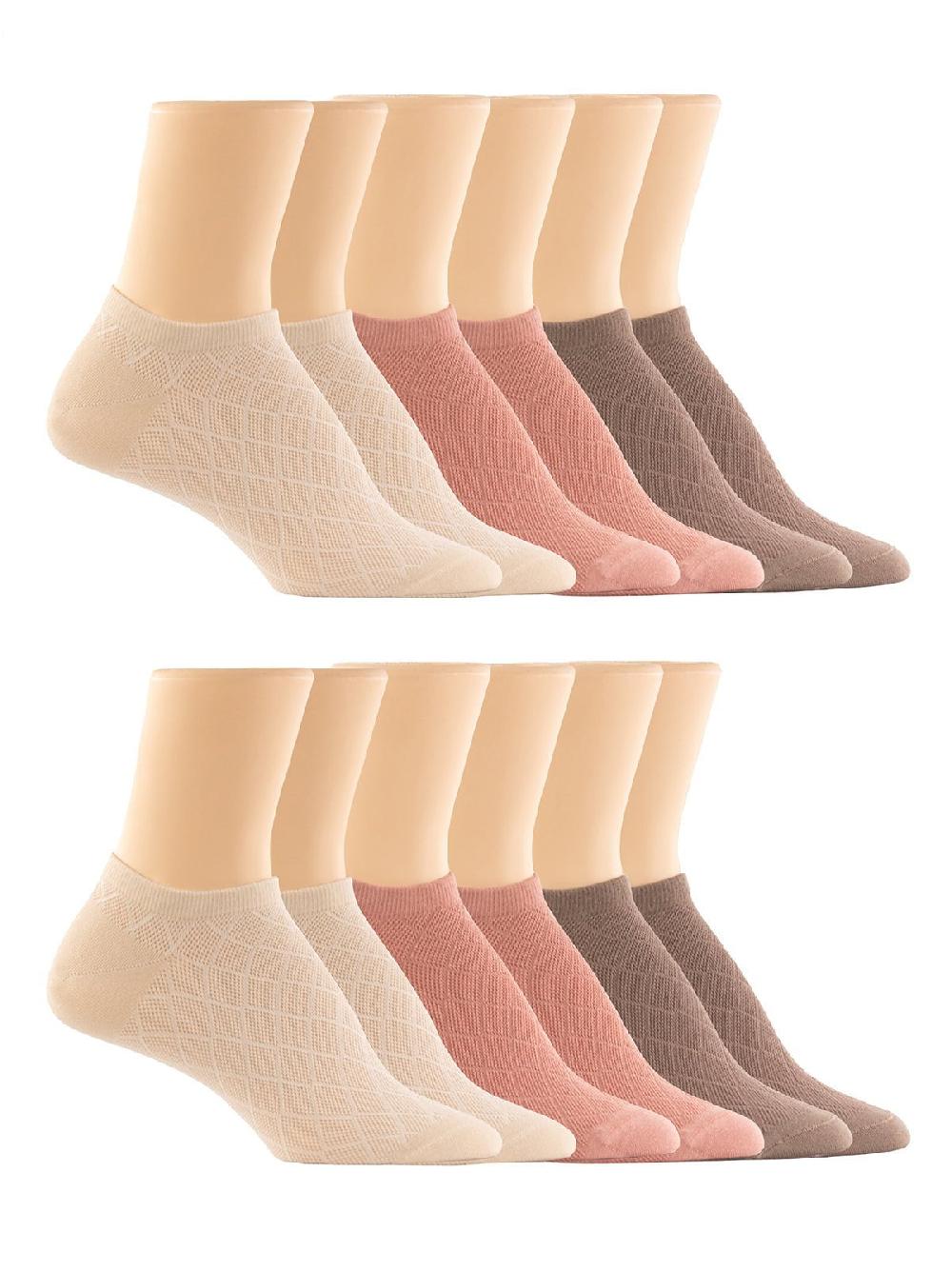 Felina Texture Mesh No-Show Socks 6-Pack