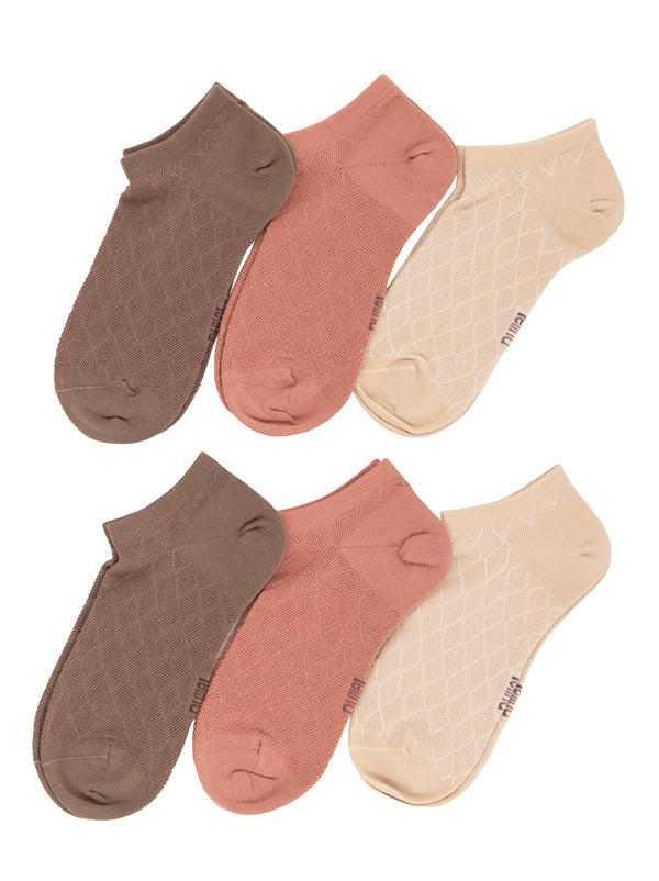 felina Texture Mesh No-Show Socks 6-Pack