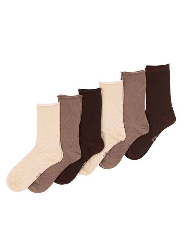 felina Texture Mesh Roll Up Top Crew Socks 6-Pack