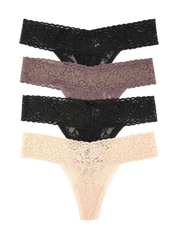 felina Signature Stretch Lace Low Rise Thong 4-Pack