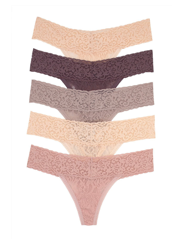 felina Signature Stretch Lace Low Rise Thong 5-Pack