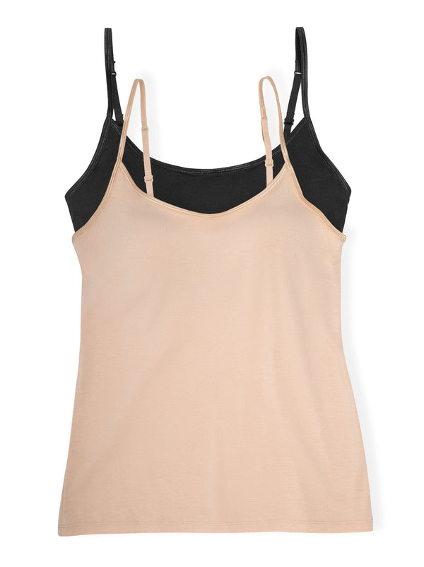 felina So Smooth Modal Cami Top w/ Built In Shelf Bra 2-Pack