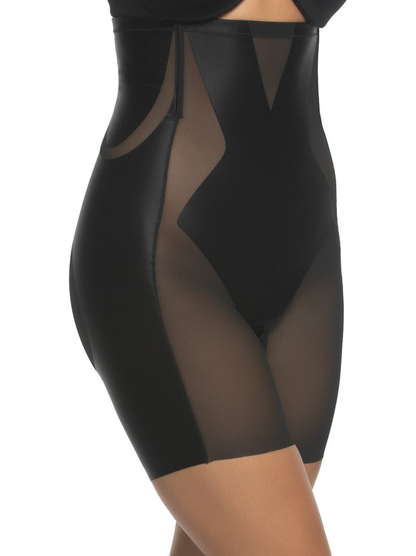 felina Uplifted Satin & Mesh Body-Mapped High-Waist Shaper Short