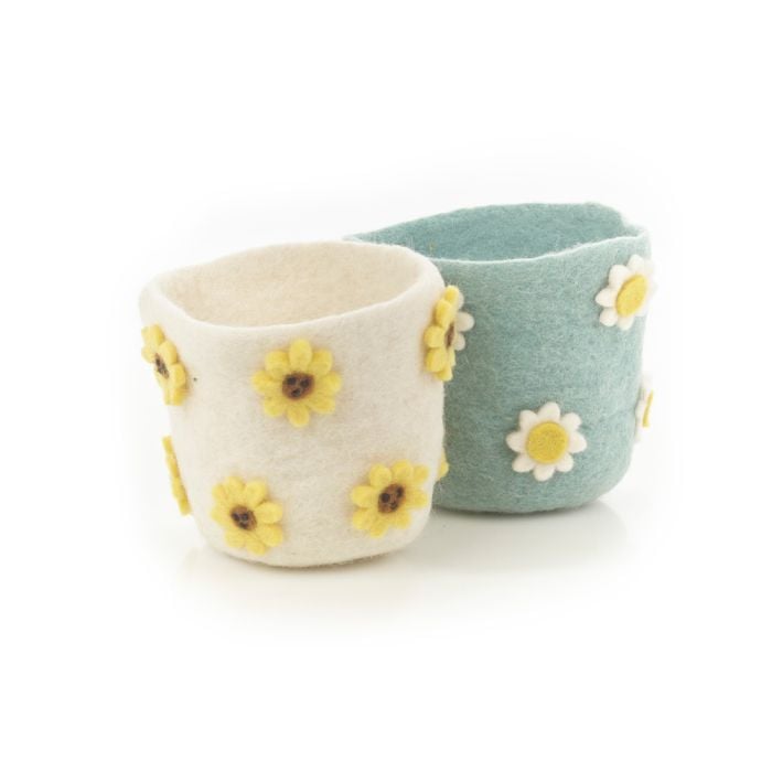 felt so good Handmade Felt Funky Floral Plant Pot