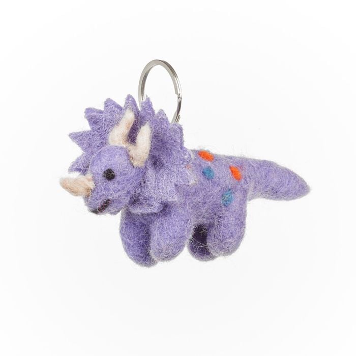 felt so good Handmade Felt Triceratops Keyring