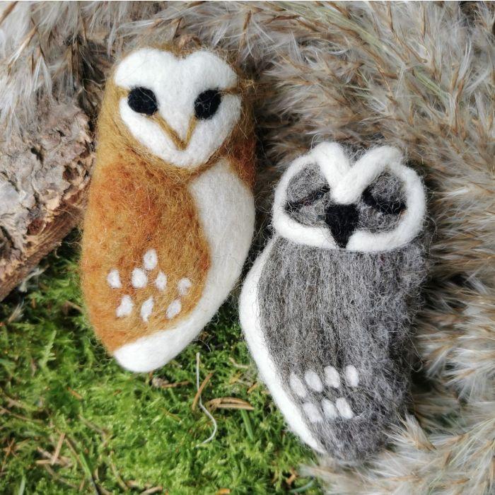 Felt So Good Grey Owl Biodegradable Handmade Hanging Needle Felt Decoration