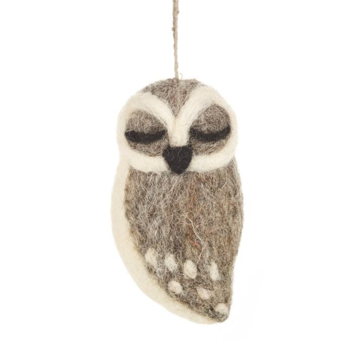 felt so good Grey Owl Biodegradable Handmade Hanging Needle Felt Decoration