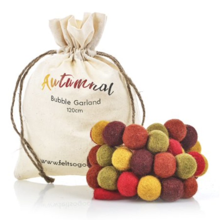 felt so good Handmade Biodegradable Felt Autumnal Bubble Garland Home Decoration