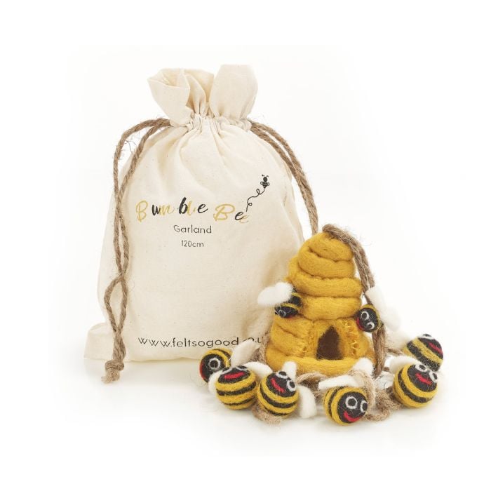 Felt So Good Handmade Biodegradable Felt Bumblebee Garland Home Decoration