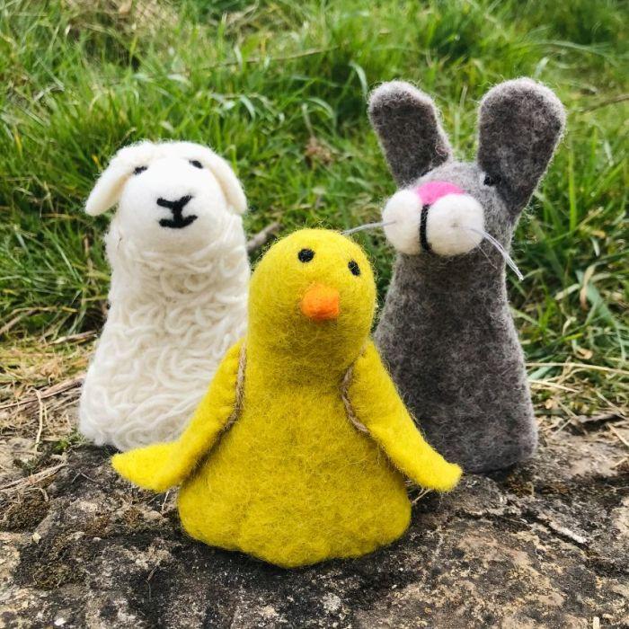 Felt So Good Handmade Biodegradable Felt Easter Yellow Chick Or Grey Bunny Cosy Decoration