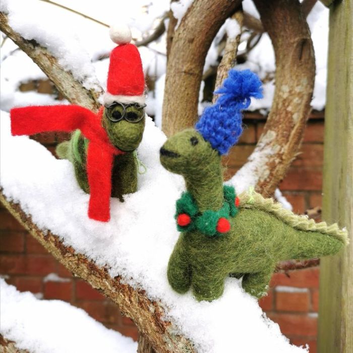 Felt So Good Handmade Biodegradable Felt Hanging Cosy Dinosaur Christmas Tree Decoration