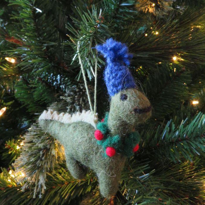 Felt So Good Handmade Biodegradable Felt Hanging Cosy Dinosaur Christmas Tree Decoration