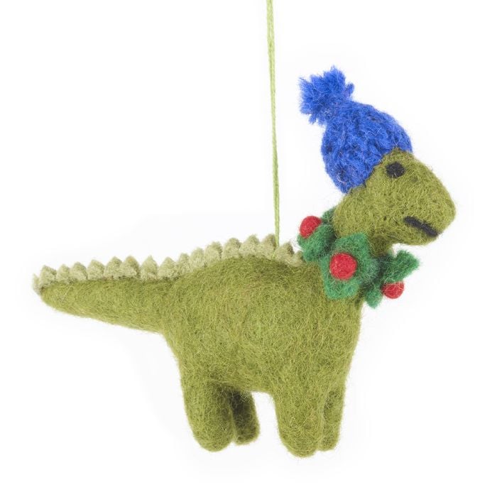 felt so good Handmade Biodegradable Felt Hanging Cosy Dinosaur Christmas Tree Decoration