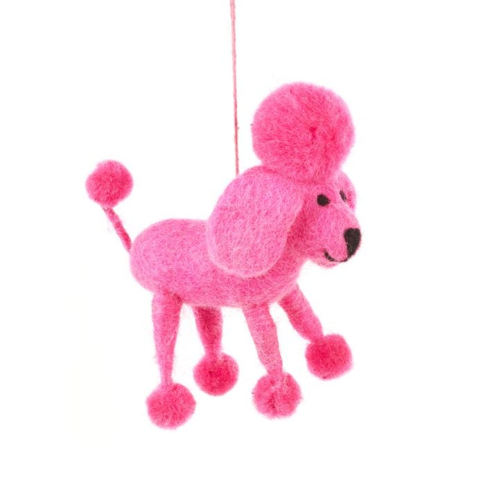 felt so good Handmade Biodegradable Felt Hanging Perez the Poodle Dog Decoration