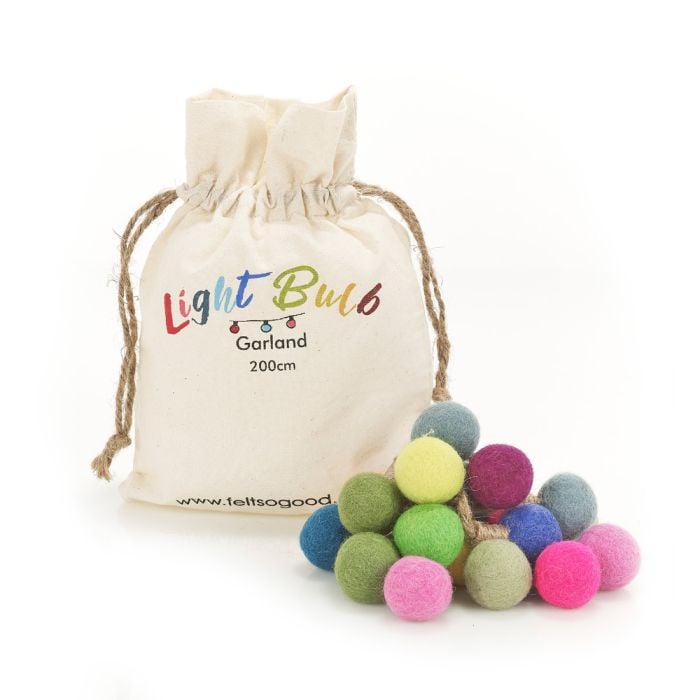 Felt So Good Handmade Biodegradable Felt Lightbulb Garland Home Decoration