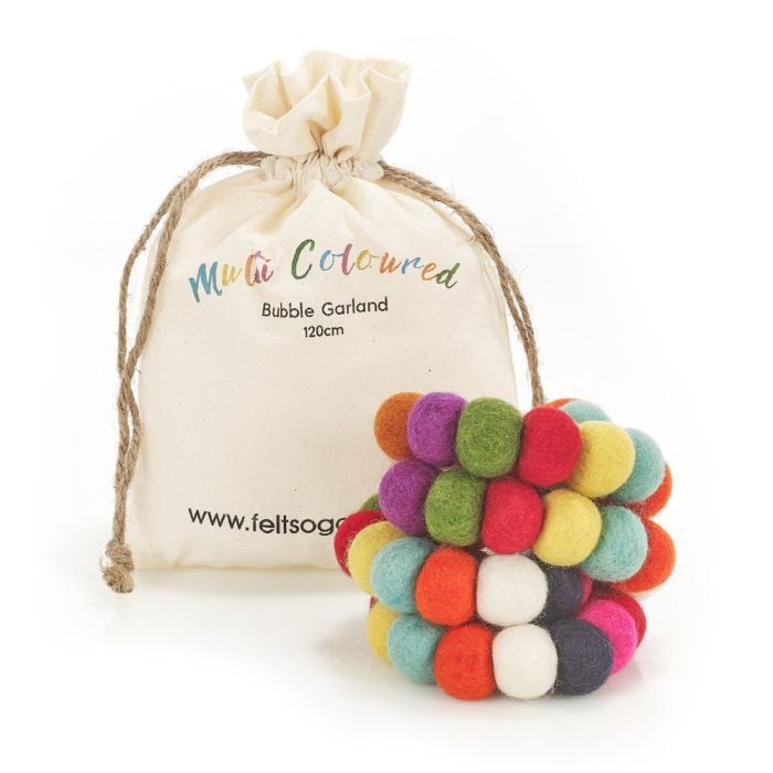 Felt So Good Handmade Biodegradable Felt Multi-Coloured Bubble Garland Home Decoration
