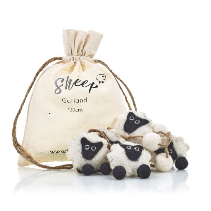 felt so good Handmade Biodegradable Felt Sheep Garland Farmyard Home Decoration