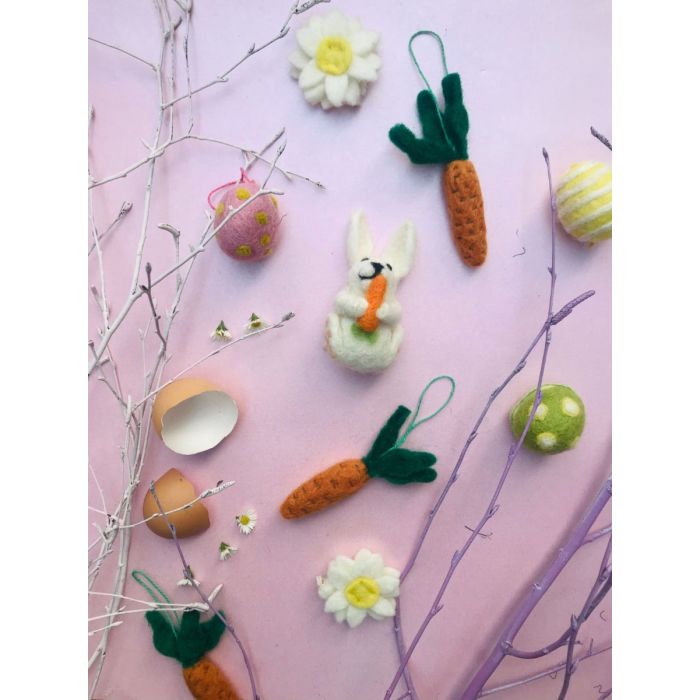 Felt So Good Handmade Bunny With Carrot Hanging Felt Easter Decoration