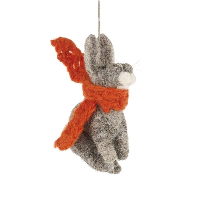 felt so good Handmade Bunny with Orange Scarf Hanging Felt Decoration