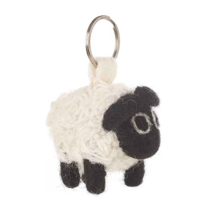 Felt So Good Handmade Fair Trade Needle Felt Black Sheep Keyring