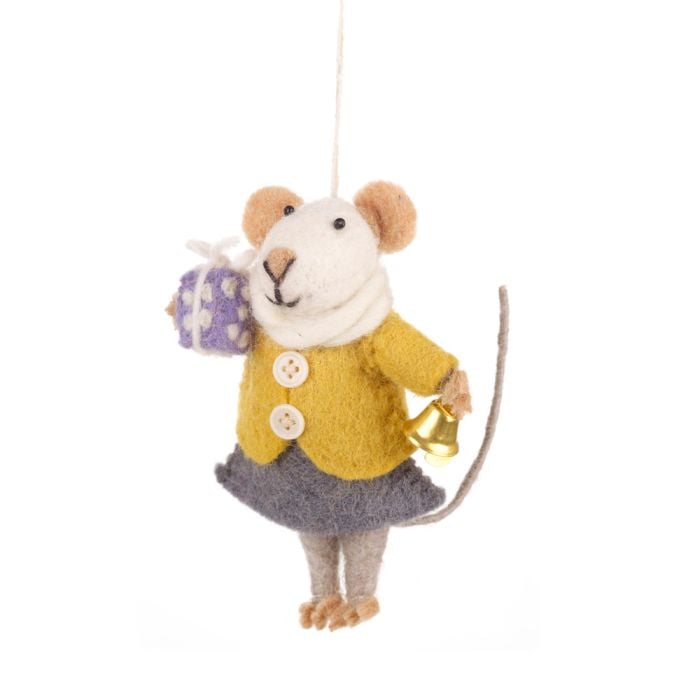 felt so good Handmade Felt Agnes Mouse Fair Trade Hanging Decoration