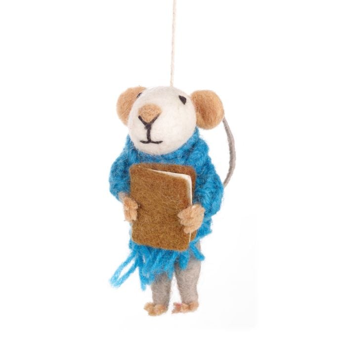 felt so good Handmade Felt Archie Mouse Hanging Decoration