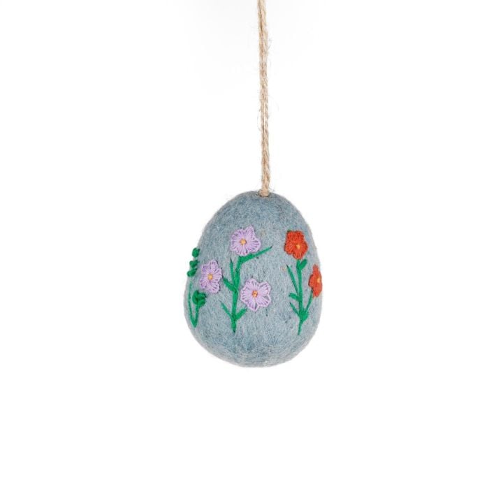 Felt So Good Handmade Felt Assorted Large Floral Easter Eggs Hanging Decorations