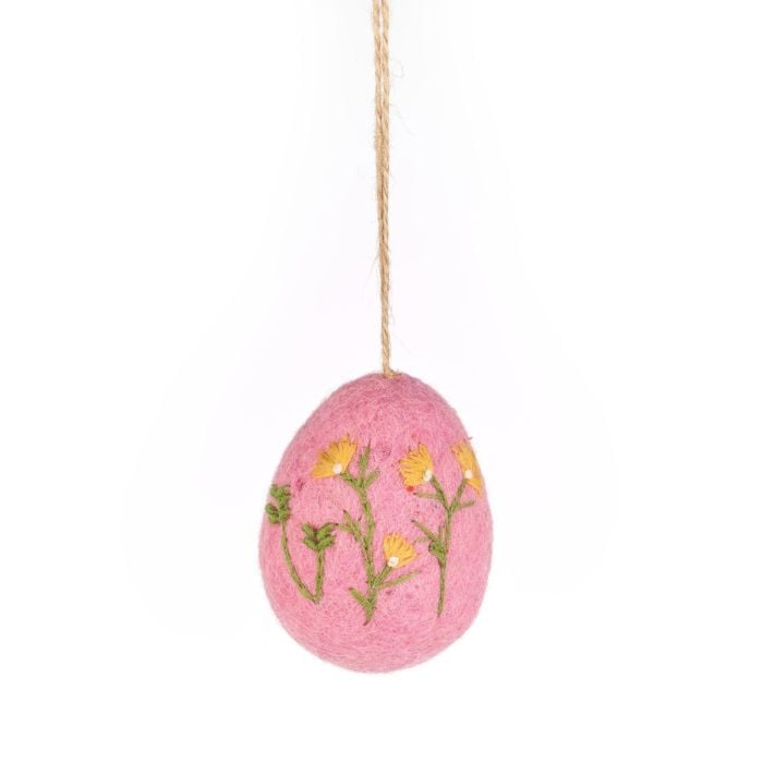 Felt So Good Handmade Felt Assorted Large Floral Easter Eggs Hanging Decorations