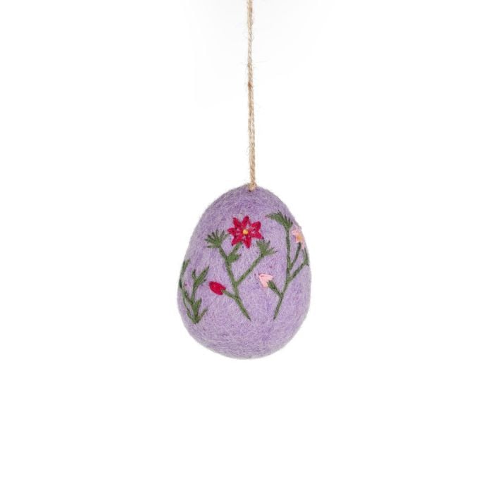 Felt So Good Handmade Felt Assorted Large Floral Easter Eggs Hanging Decorations